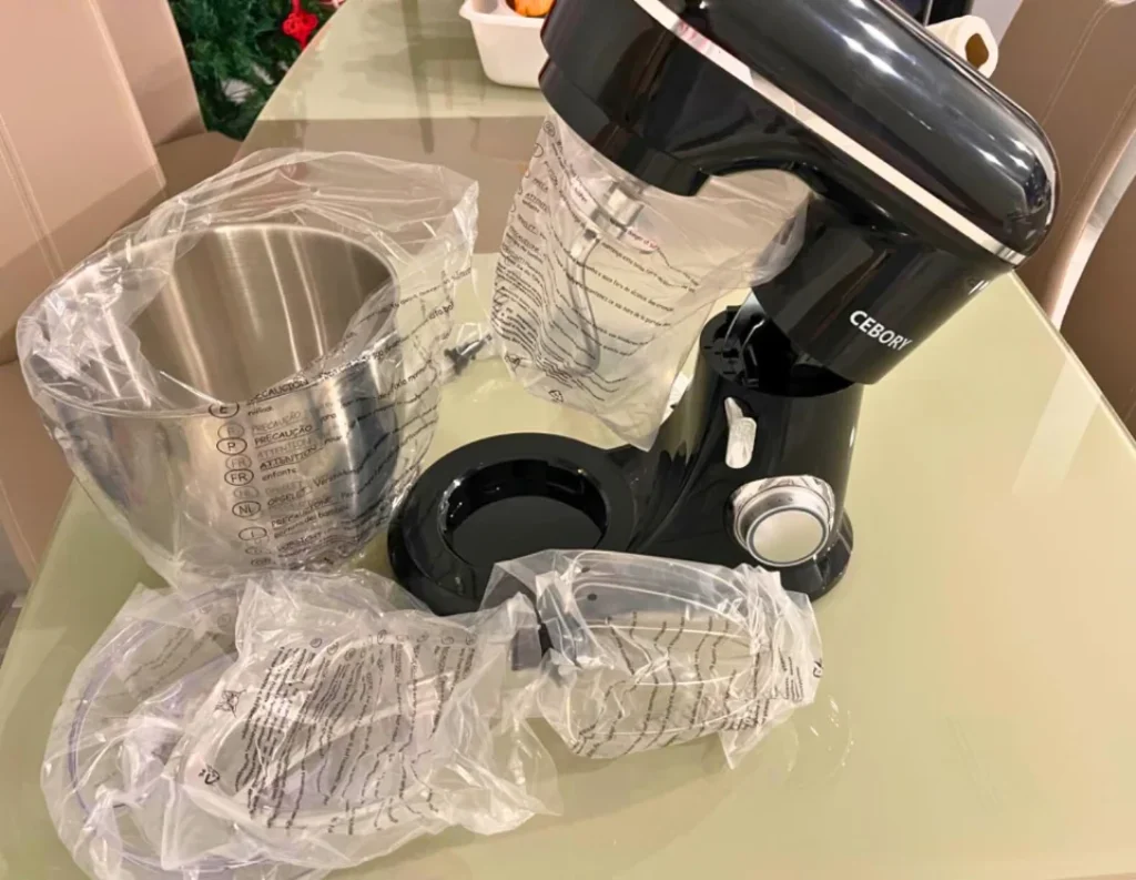 CEBORY 3-IN-1 Electric Stand Mixer attachments – whisk, dough hook, and beater